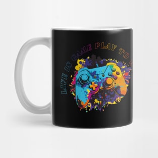 Life is like game play to win, colorful gaming controller Mug